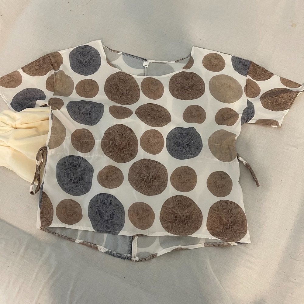 New - PJ Print Set With Cream & Dots Color, Comfortable. Size M